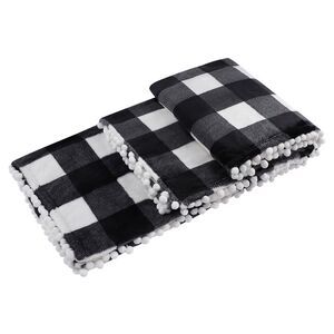 Plaid Buffalo Checker 50" x 60" Sofa Blanket Plush Fleece Black and White